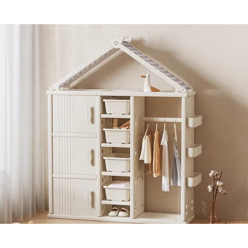 Baby Clothing Wardrobe - Kids Wardrobe Cabinet Space Saving Adjustable